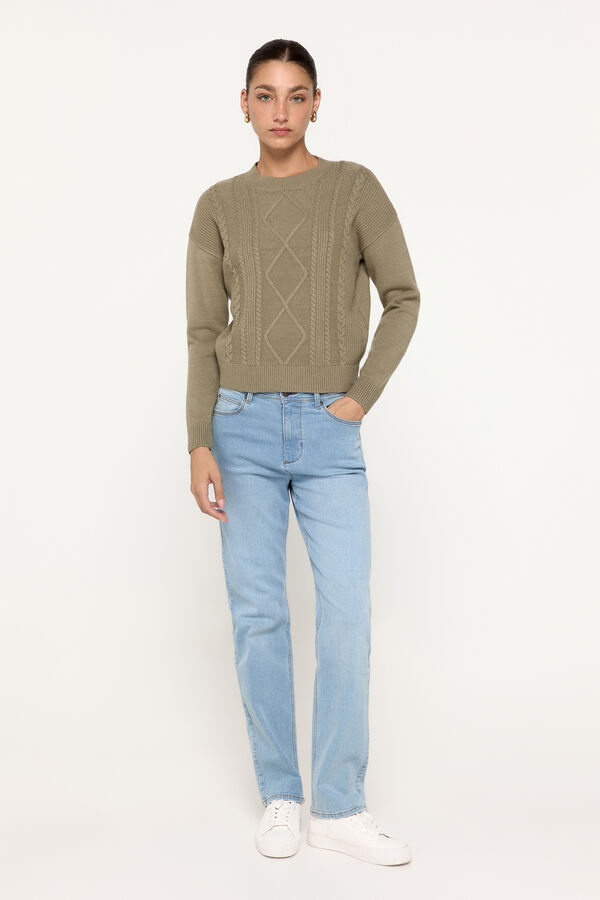 Milano Jersey con estructura de cables Kaki Oscuro