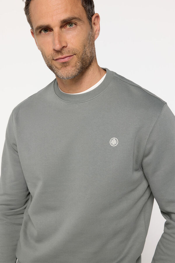 Fifty Outlet Sweatshirt com gola caixa bordada Cáqui escuro