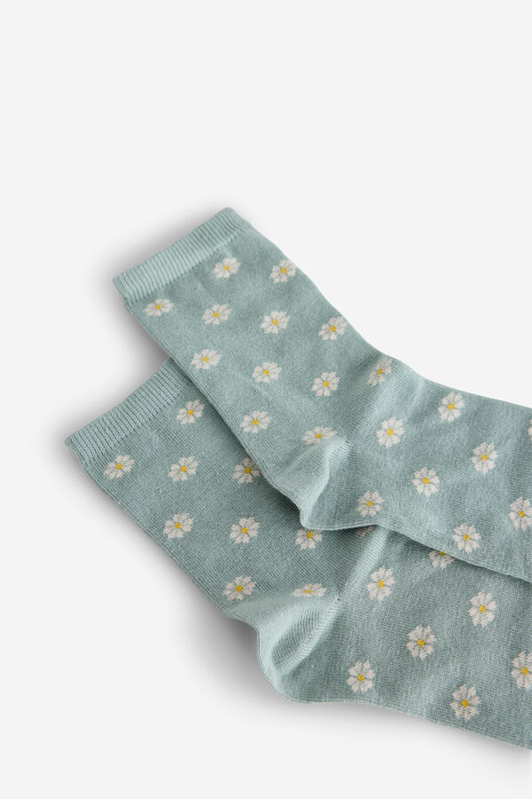 Milano Calcetines flores Azul turquesa
