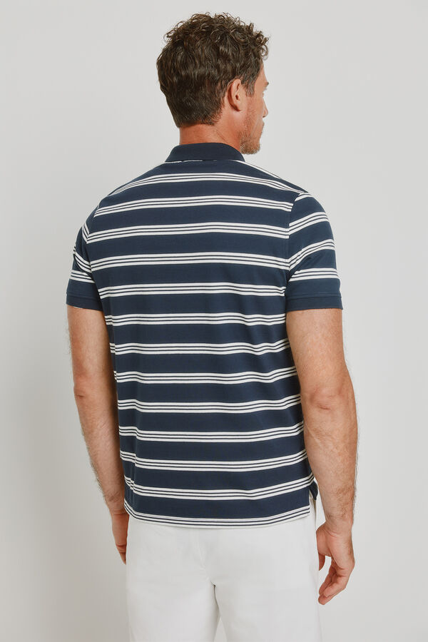 Pedro del Hierro Polo de riscas de manga curta Marinho