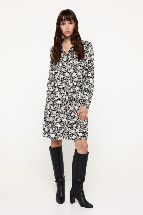 Milano Vestido camiseiro Estampado cinza