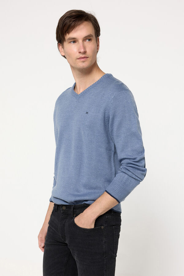 Milano Jersey cuello pico coderas Azul