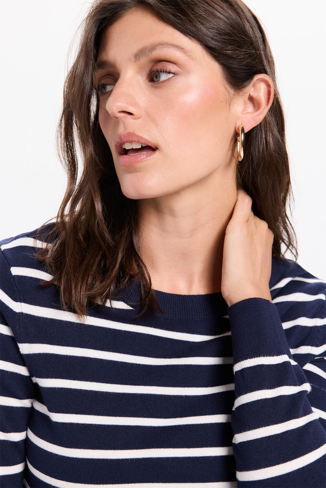 Milano Malha b&aacute;sico de liso com riscas bicolores