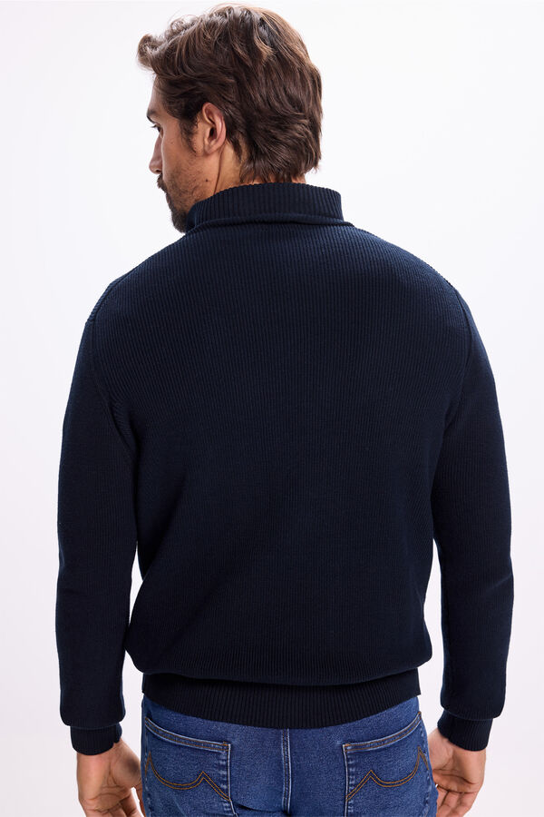 Milano Camisola de algod&atilde;o com meia fecho-&eacute;clair Marinho