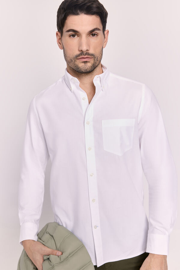 Pedro del Hierro Camisa sarja relaxed fit Branco