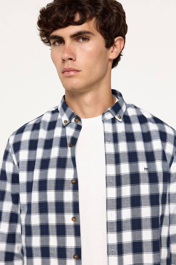 Milano Camisa xadrez de sarja Estampado azul