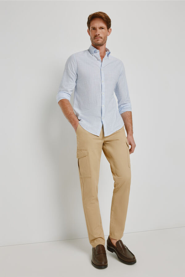 Milano Camisa de riscas de manga comprida Marinho