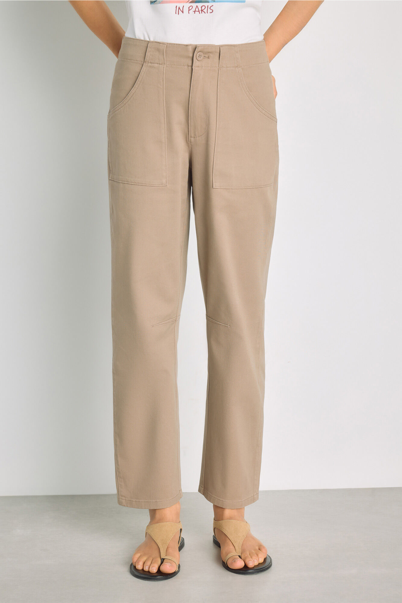 Milano Cal&ccedil;a color com bolsos de remendo