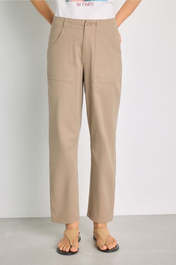 Milano Cal&ccedil;a color com bolsos de remendo Torrefac&ccedil;ao