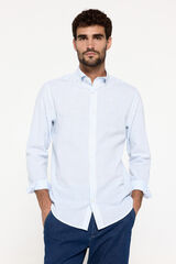 Fifty Outlet Camisa malha slub riscas Estampado azul