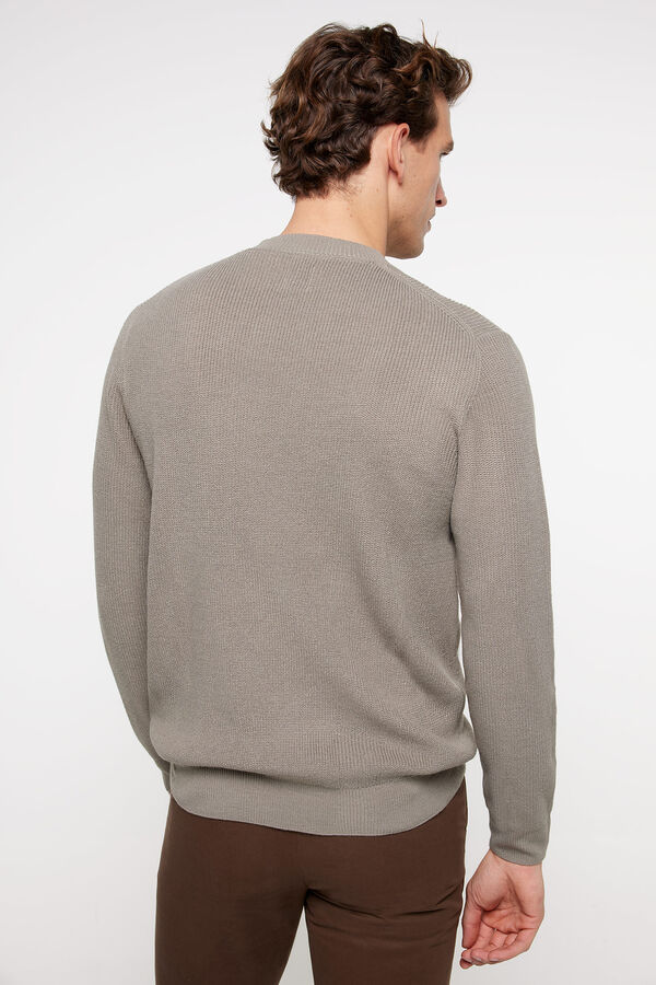 Milano Camisola de gola caixa, estrutura canelada C&aacute;qui escuro