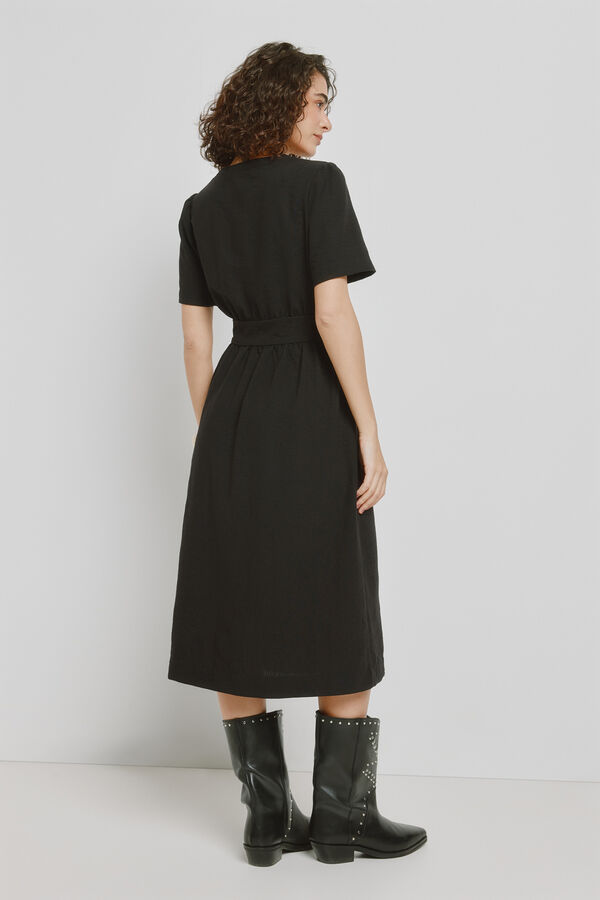 Milano Vestido escote pico Negro