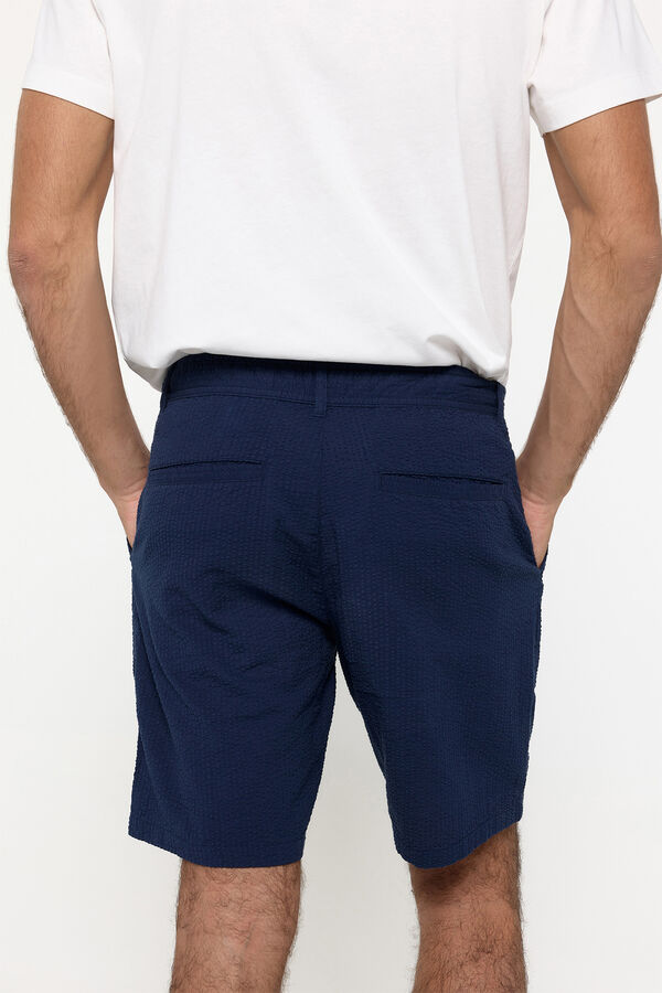 Fifty Outlet Bermuda seersucker color liso Navy