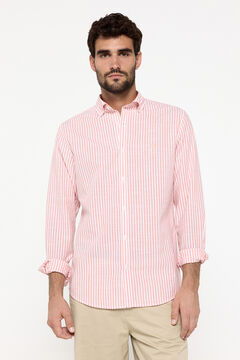 Fifty Outlet Camisa malha slub riscas Estampado vermelho