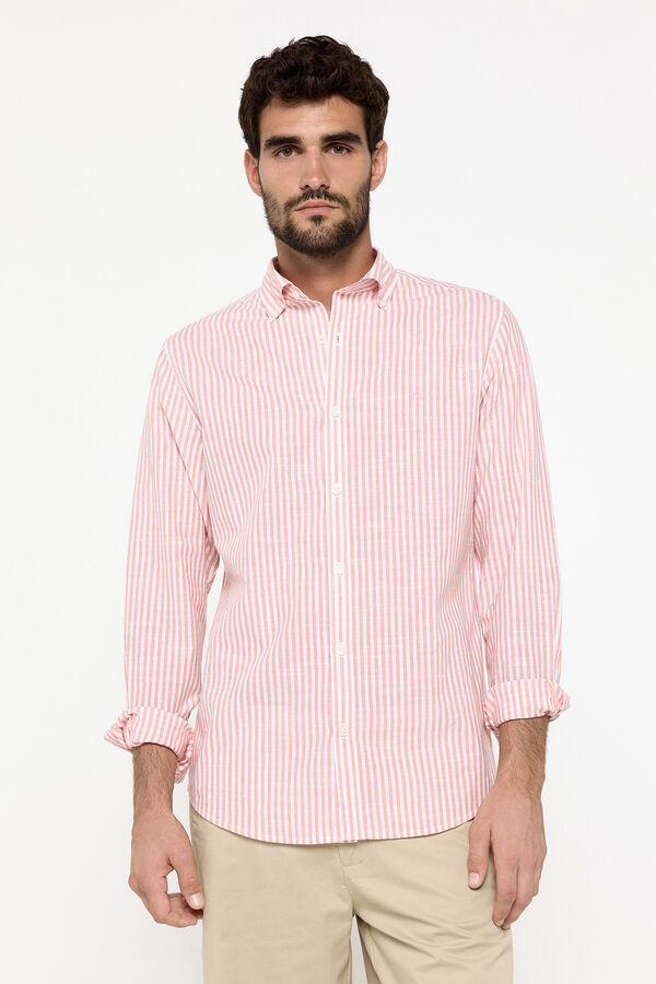 Fifty Outlet Camisa malha slub riscas Estampado vermelho