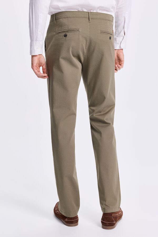 Milano Pantalón Chino Liso Slim Cáqui escuro