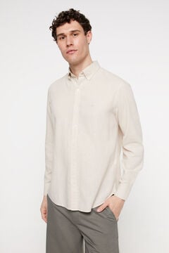 Fifty Outlet Camisa Lino Lisa. Beige
