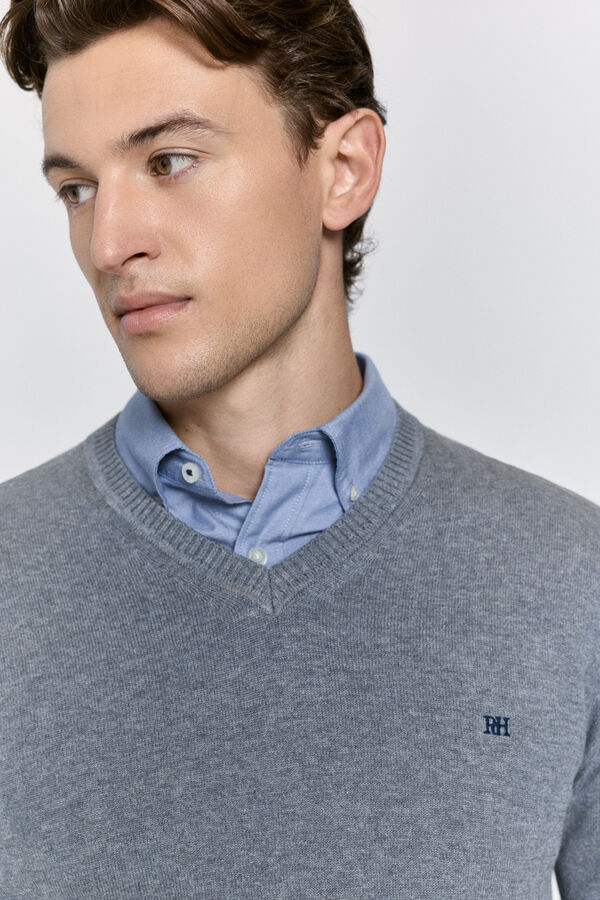 Pedro del Hierro Jersey básico cuello pico Gris Claro