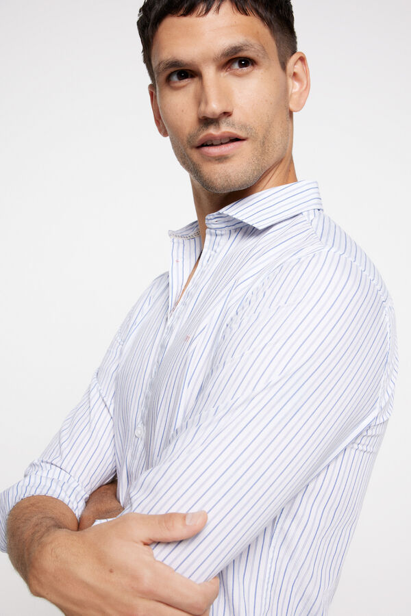 milano Camisa Chambray Polera Azul