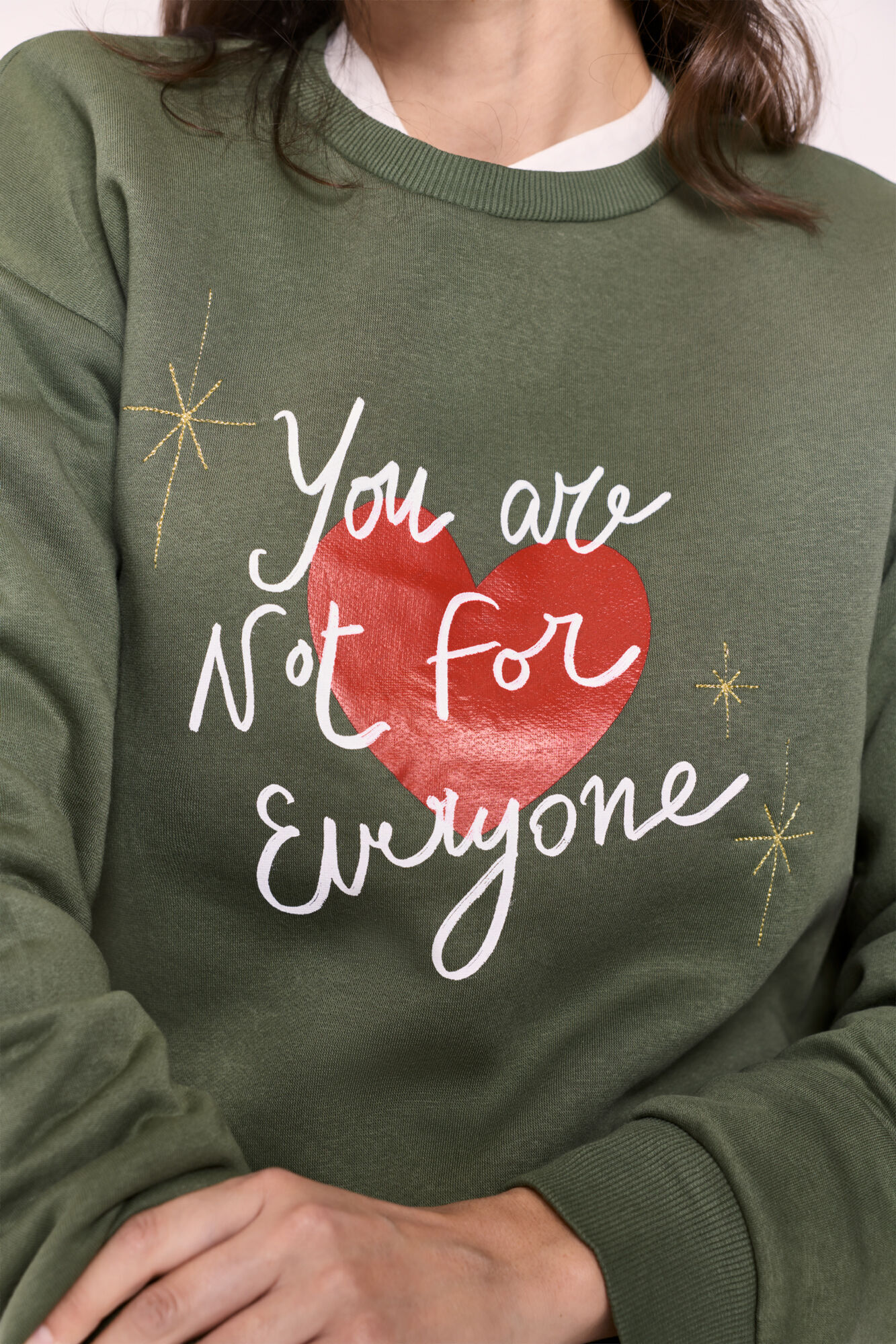 Milano Sweatshirt verde com estampado e bordado