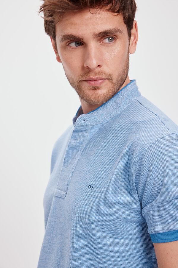 Milano Polo Mao Oxford Azul