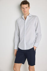 Pedro del Hierro Camisa rayas manga larga Blanco