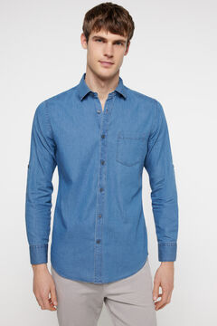 Fifty Outlet Camisa de ganga simples Azul indigo