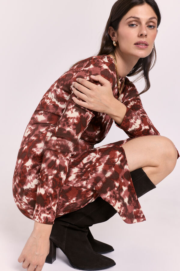 Milano Vestido drapeado estampado Vino