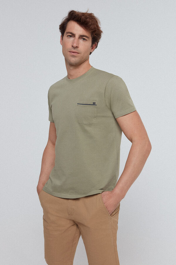 Fifty Outlet Camiseta algodón 100% con bolsillo y logo bordado green