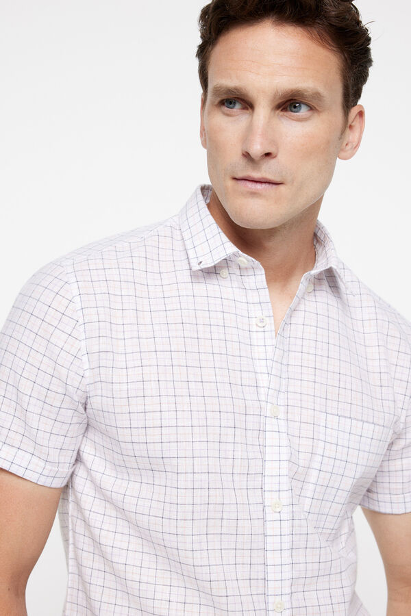 milano Camisa Slub Cuadros Estampado azul