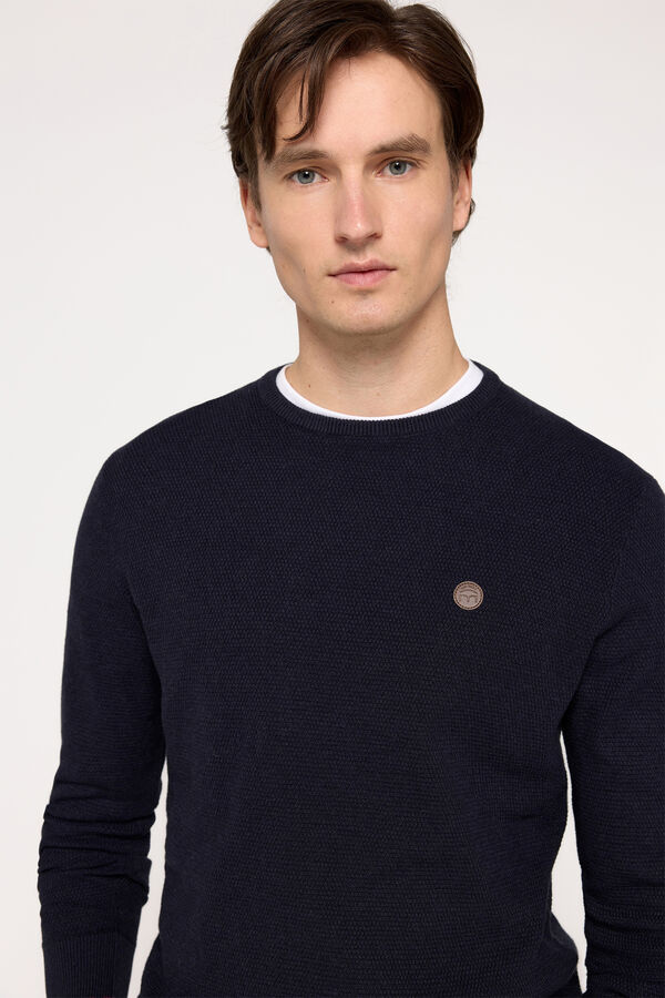 Milano Jersey cuello caja microestructura Navy