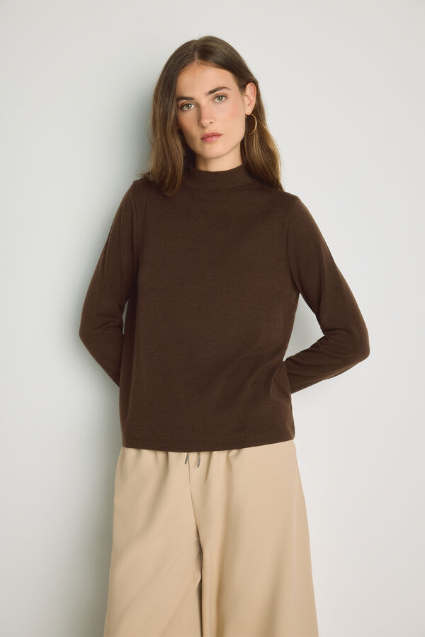 Milano T-shirt gola perkins Camel