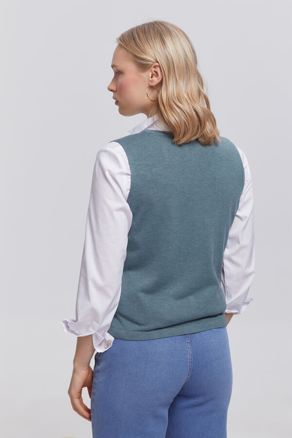 Milano Top colete de colete com bot&otilde;es C&aacute;qui