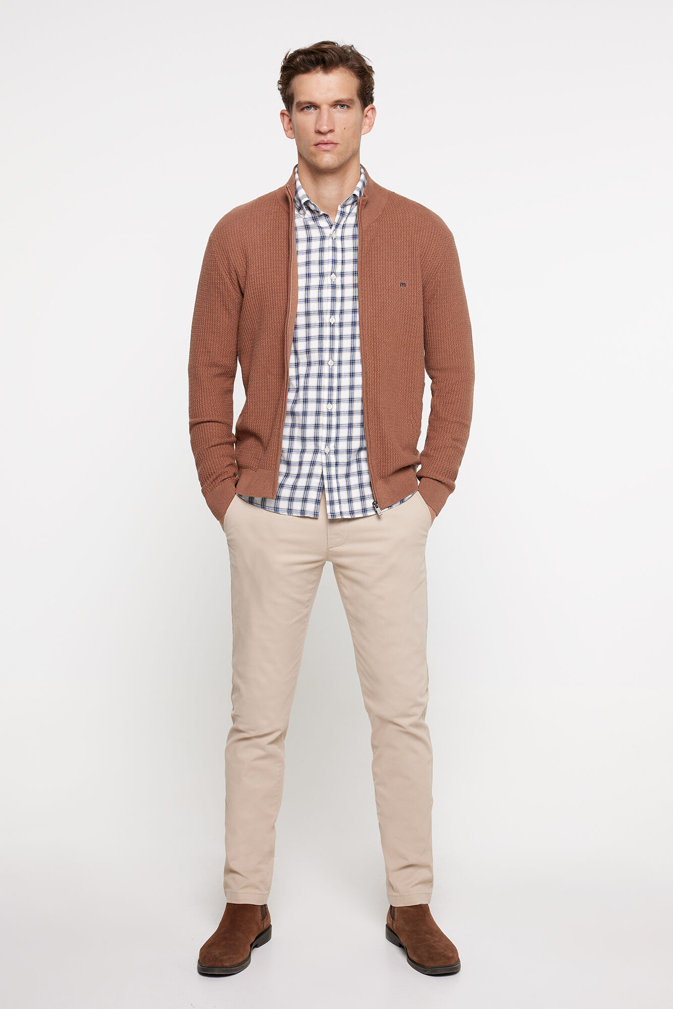 Milano Cardigan fecho-&eacute;clair algod&atilde;o com estrutura