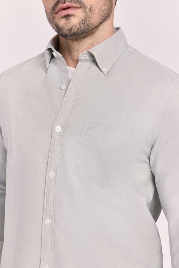Milano Camisa lisa manga comprida C&aacute;qui
