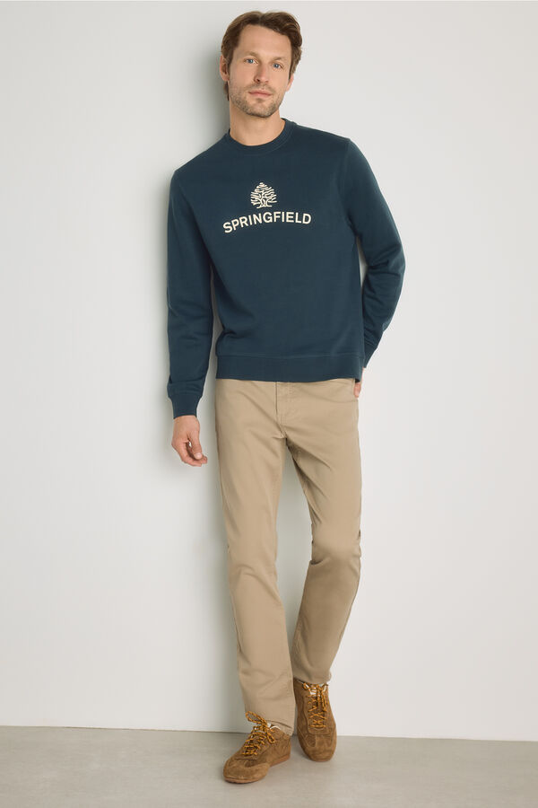 Springfield Sweatshirt gola redonda com logo Azul indigo