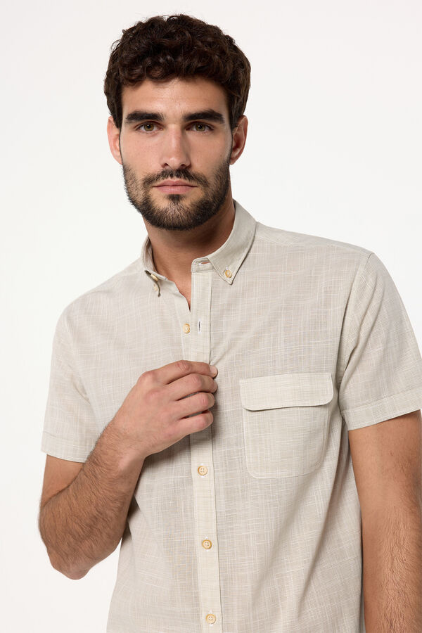 Fifty Outlet Camisa malha slub lisa Estampado verde