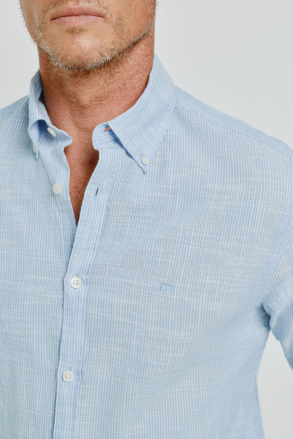Milano Camisa de riscas de manga comprida Azul indigo