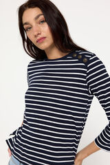 Milano Camiseta riscas em tecido pesado de algod&atilde;o Estampado azul