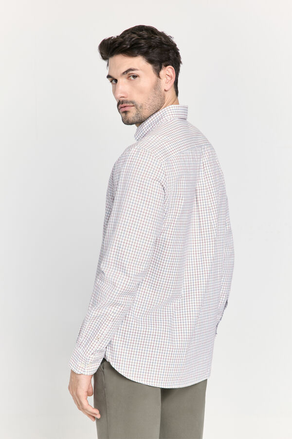 Pedro del Hierro Camisa xadrez com caimento relaxado Marfim