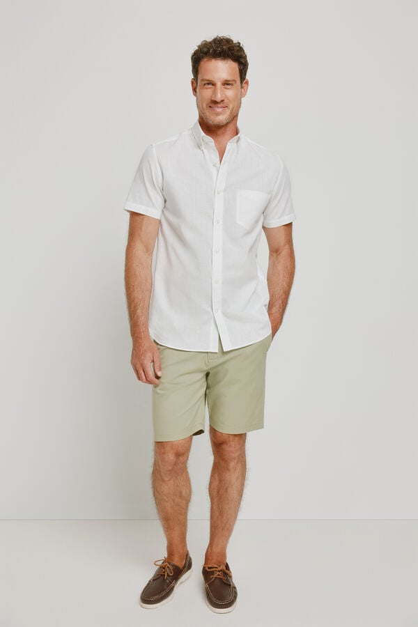 Pedro del Hierro Camisa lisa de manga curta Branco