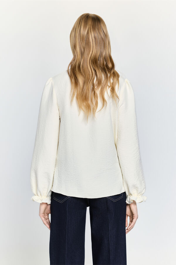 Milano Camisa fluida con cuello y puños elásticos Marfil