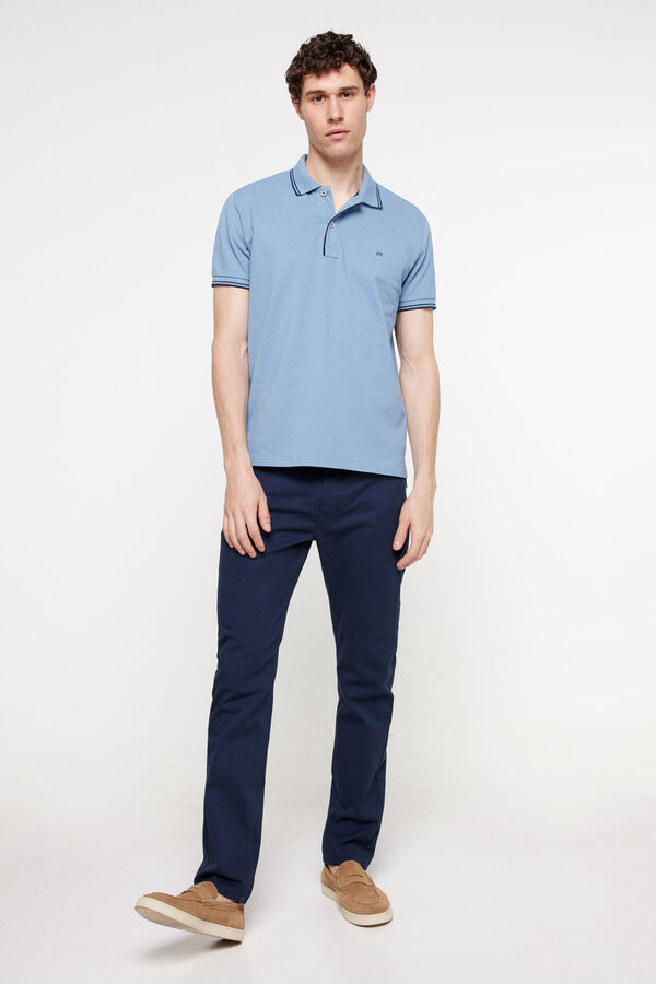 Milano Cal&ccedil;as liso de algod&atilde;o com 5 bolsos Marinho