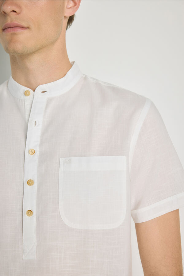 Milano Camisa gola mao manga curta Branco