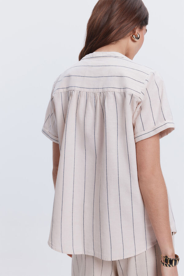 Milano Camisa linho manga curta Bege