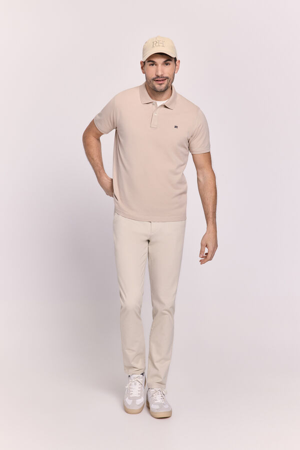 Pedro del Hierro Polo b&aacute;sico manga curta Camel