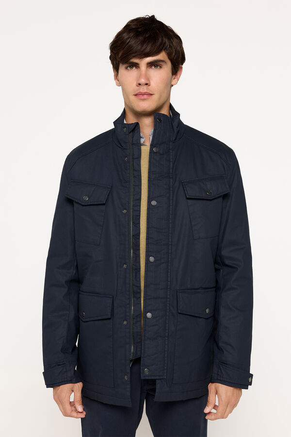 Milano Chaqueta Efecto Encerado Navy