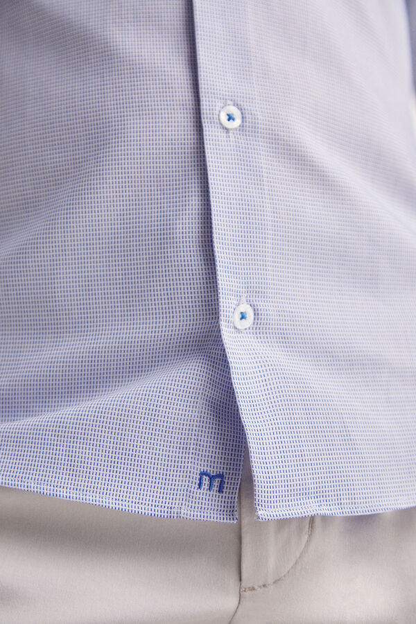 Fifty Outlet Camisa Vestir Microestrutura Azul
