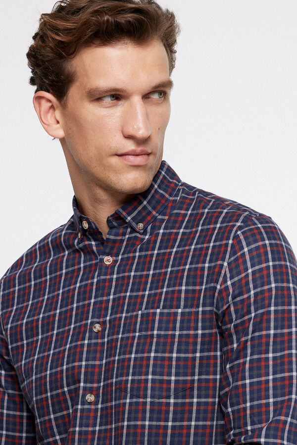 Milano Camisa Twill Cuadros Azul