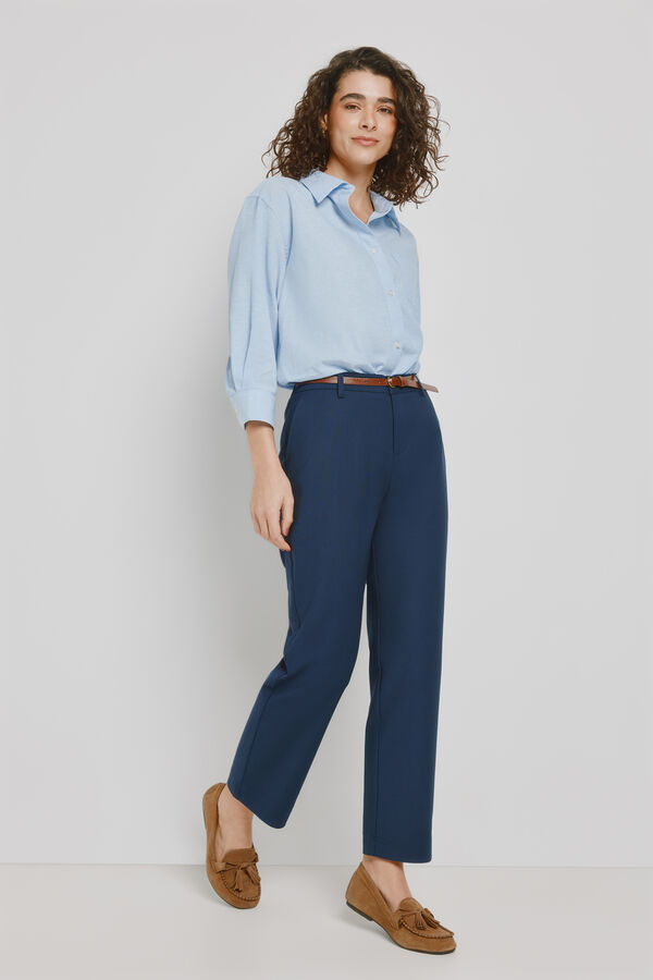 Milano Cal&ccedil;as chino com cinto Marinho